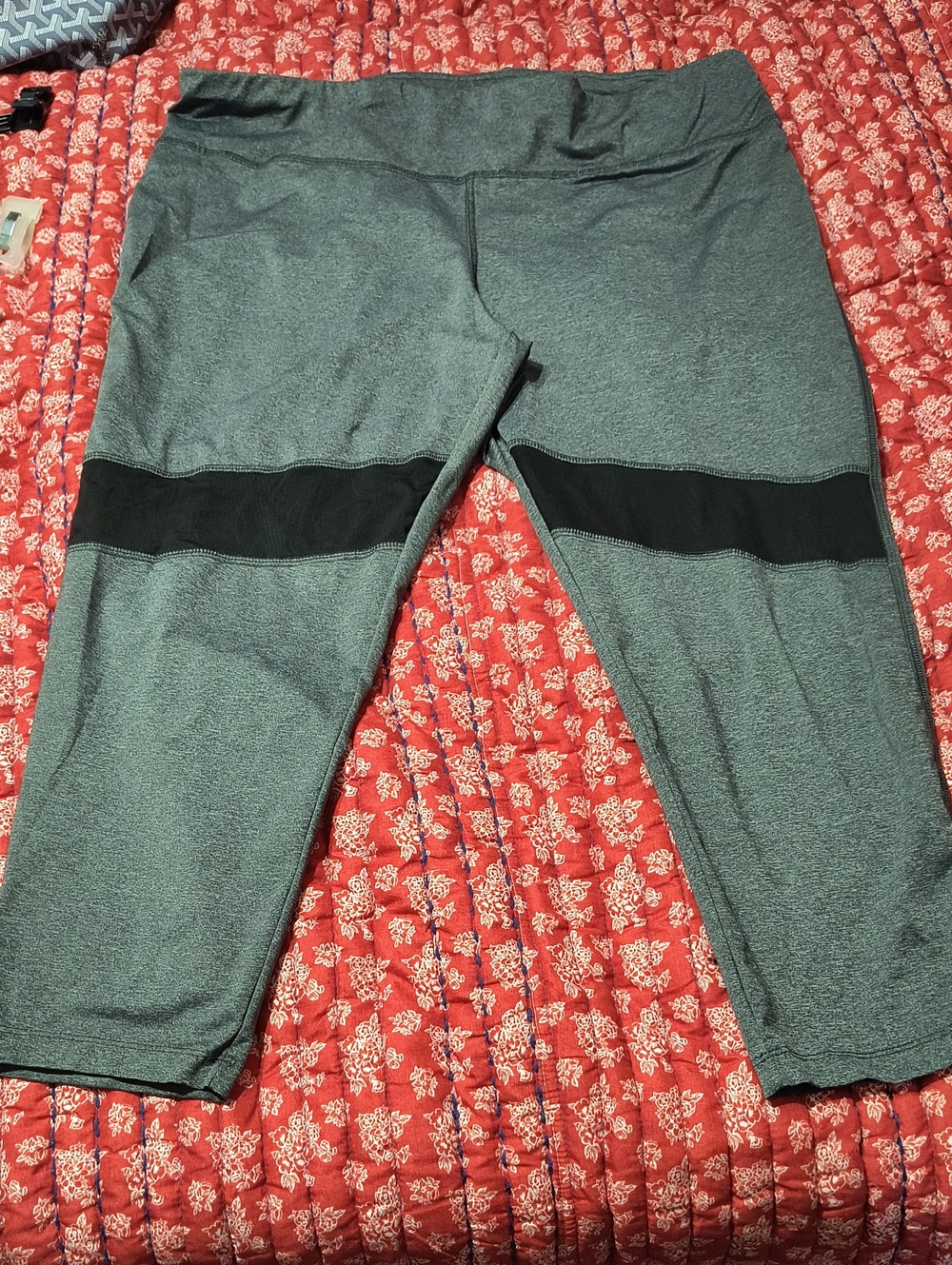 Avia Gray Capri Leggings with Black Stripe